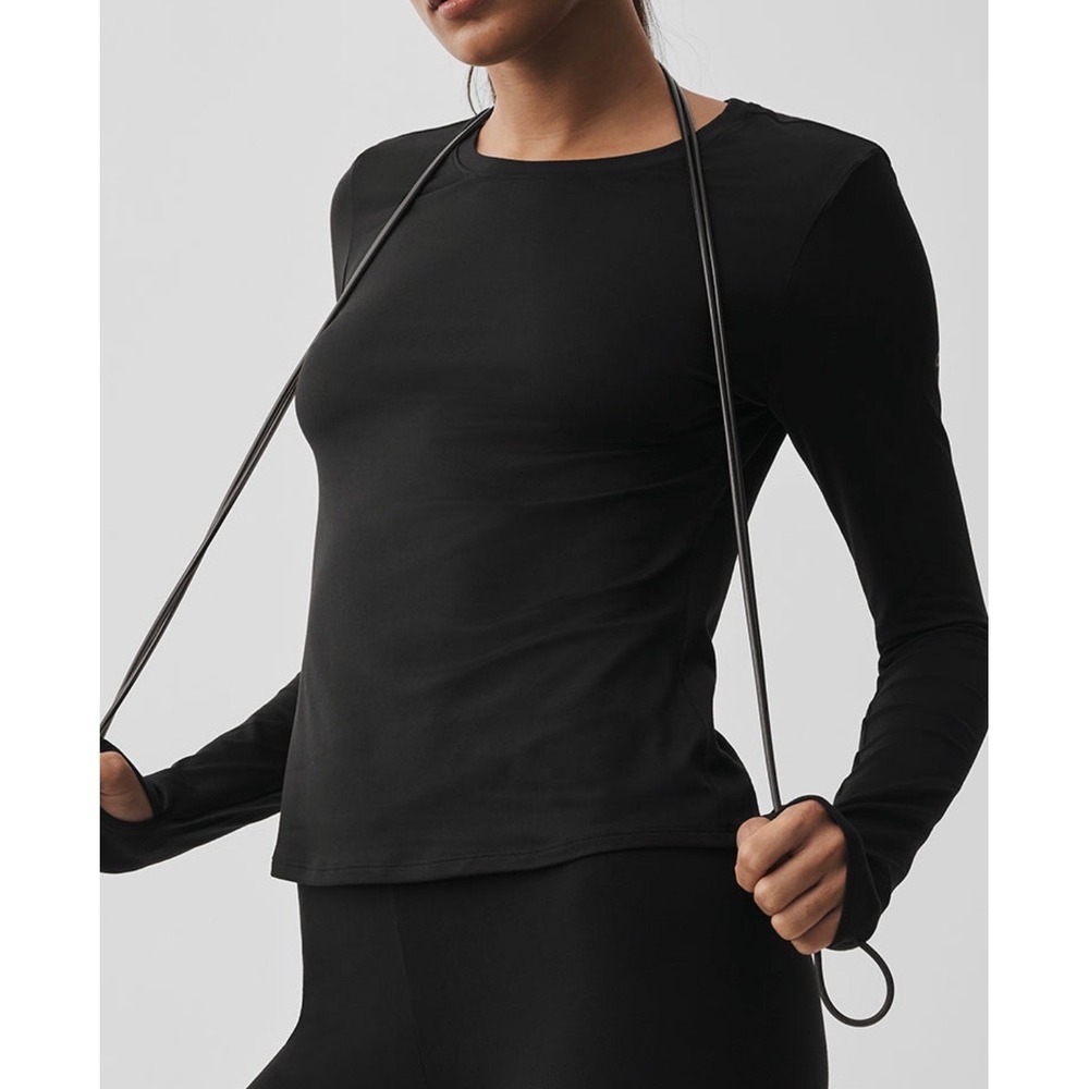 Alo Yoga Alosoft Finesse Long Sleeve Top Black Large NWT